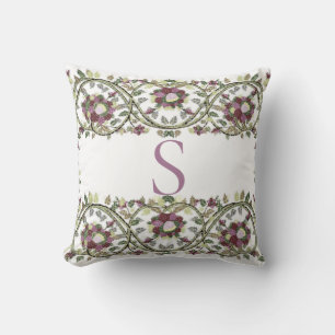 Coussin Aquarelle vintage florale Stylé rose mauve