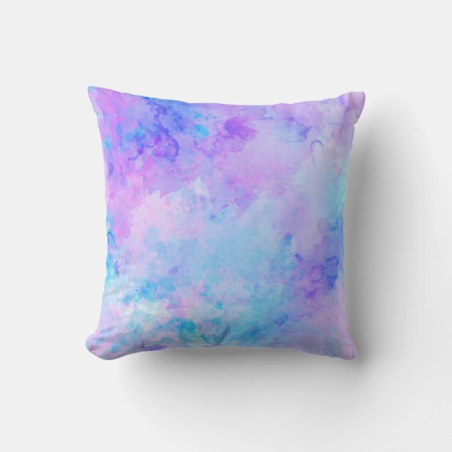Coussin Aquarelle violette et turquoise (Recto)