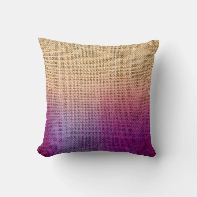 Coussin Aquarelle violette Ombre Russe Accent Burlap (Recto)