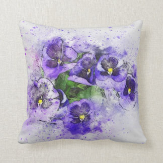 Coussin Aquarelle violette Pansy
