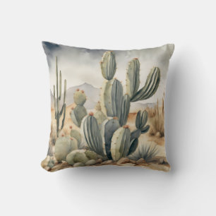 Coussin Aquarelle Wild West Vibes Cactus