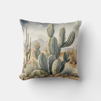 Coussin Aquarelle Wild West Vibes Cactus