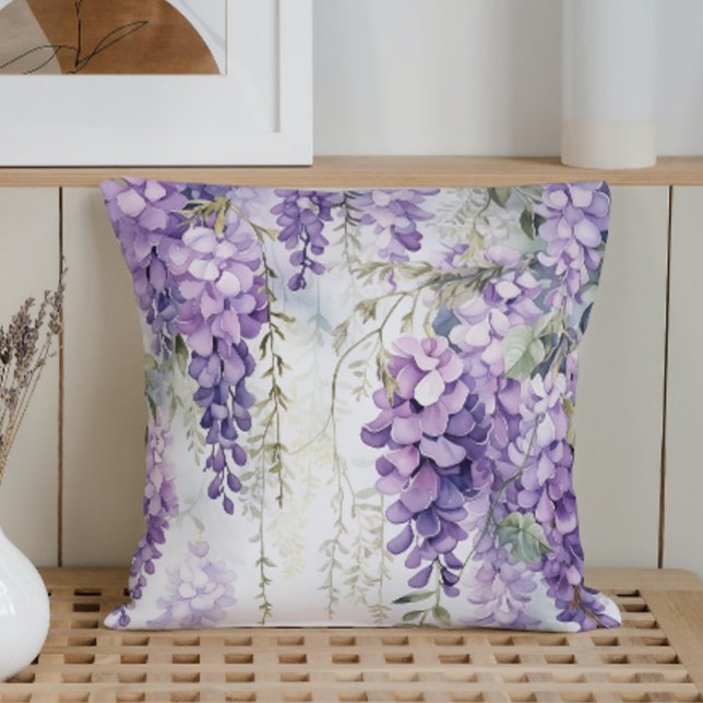 Coussin Aquarelle Wisteria Whispers (Créateur téléchargé)