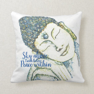 Coussin Aquarelle Zen Quote Bouddha Aquarelle Art Jeu d'or