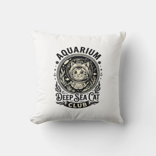 Coussin Aquarium Chat de mer profond Graphique de chat drô