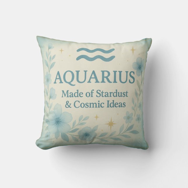 Coussin Aquarius Zodiac Pillow – Made of Stardust & Cosmic (Recto)