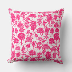 Coussin Arboretum 230715 - Rouge néon sur blanc