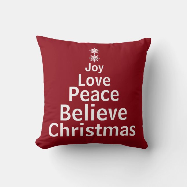 Coussin Arbre à mots décoratifs de Noël (Recto)