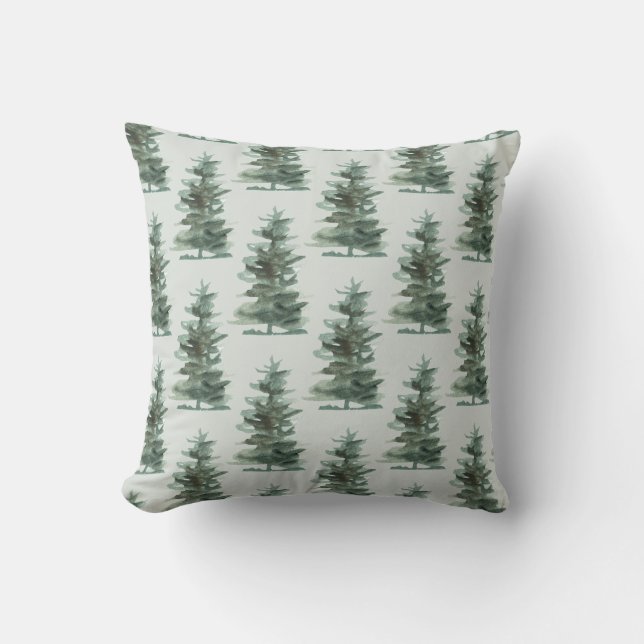 Coussin Arbre à pin vert classique (Recto)