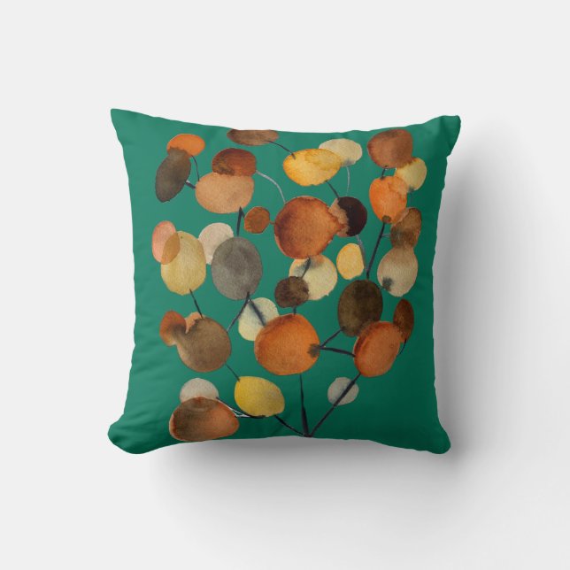 Coussin Arbre Abstrait brun d'automne (Recto)