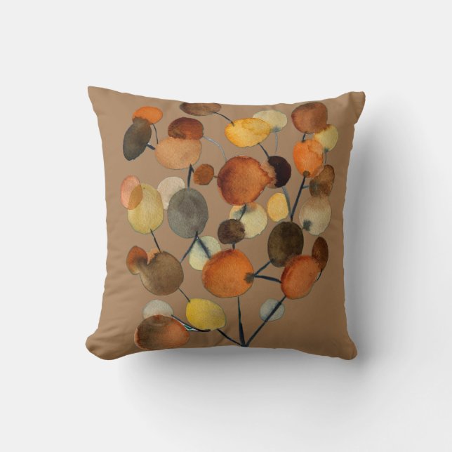 Coussin Arbre Abstrait brun d'automne (Recto)
