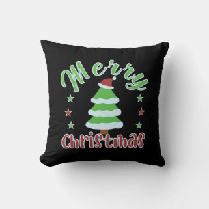 Coussin Arbre de Noël avec chapeau de Père Noël