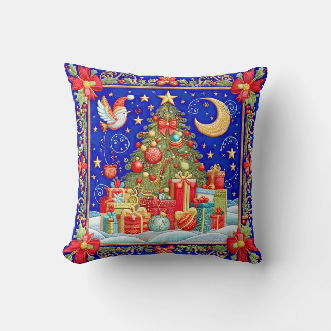 Coussin Arbre de Noël brodé Faux (Recto)