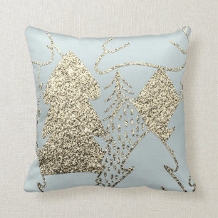 Coussin Arbre de Noël Champagne Parties scintillant gris b