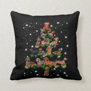 Coussin Arbre De Noël De Dachshund Couvert De Lampe De Fe