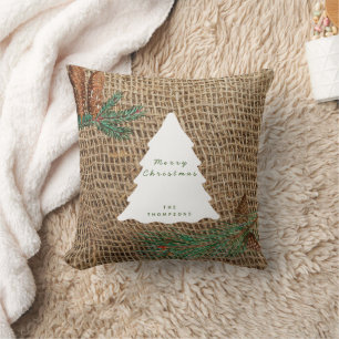 Coussin Arbre de Noël de la forêt de pins rustiques
