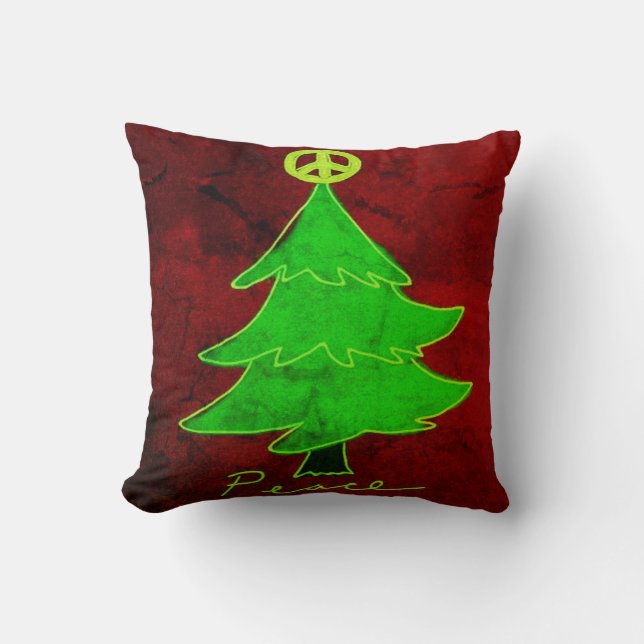 Coussin Arbre de Noël de la Paix Art Abstrait (Recto)
