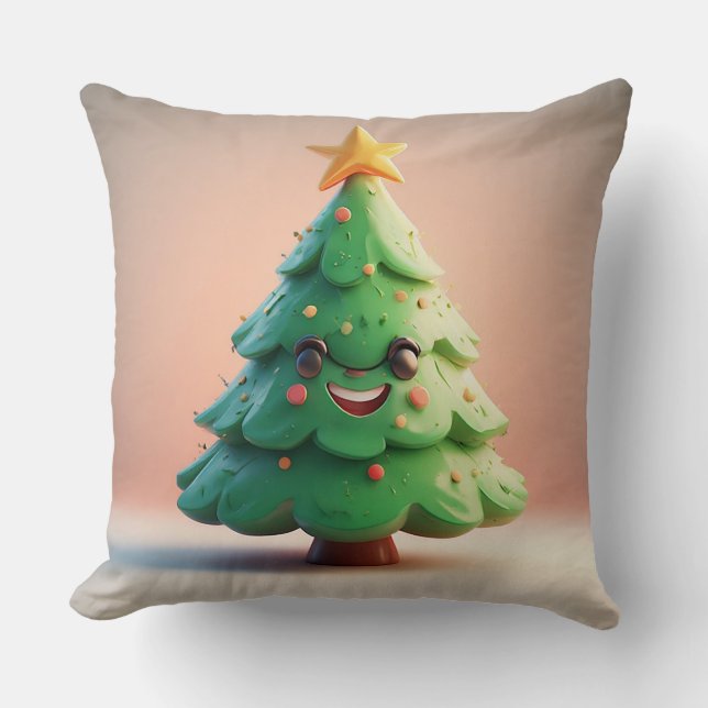 Coussin Arbre de Noël joliment décoré (Recto)