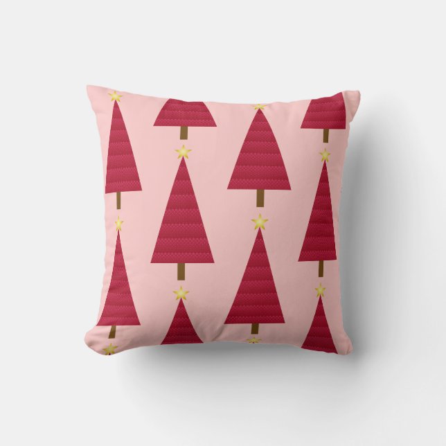 Coussin Arbre de Noël moderne profond rouge damé (Recto)