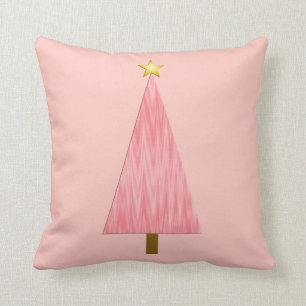Coussin Arbre de Noël moderne rose de corail d'Ombre