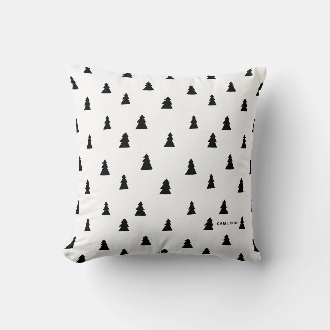 Coussin Arbre de Noël noir Motif scandinave (Recto)