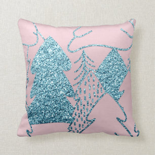 Coussin Arbre de Noël Parties scintillant bleu or Prisme o