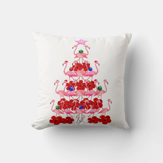Coussin Arbre de Noël Père Noël Pink Flamant rose (Recto)
