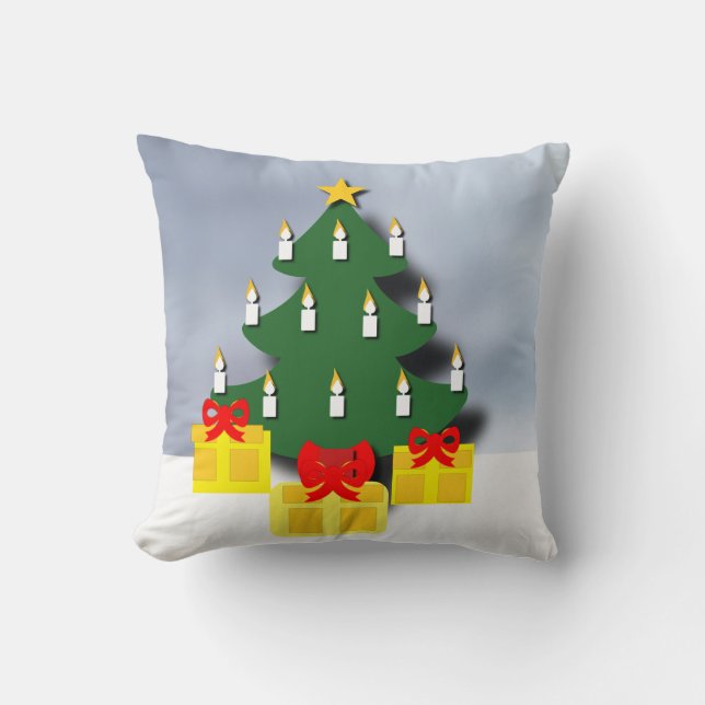 Coussin Arbre de Noël traditionnel aux bougies (Recto)