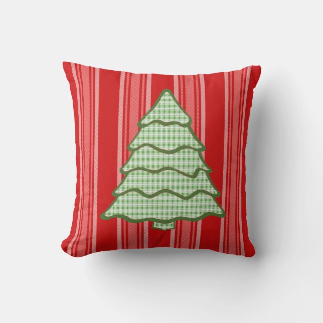 Coussin Arbre de Noël vert de plaid V4 (Recto)