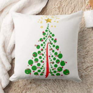 Coussin Arbre de Noël vert point avec étoile d'or