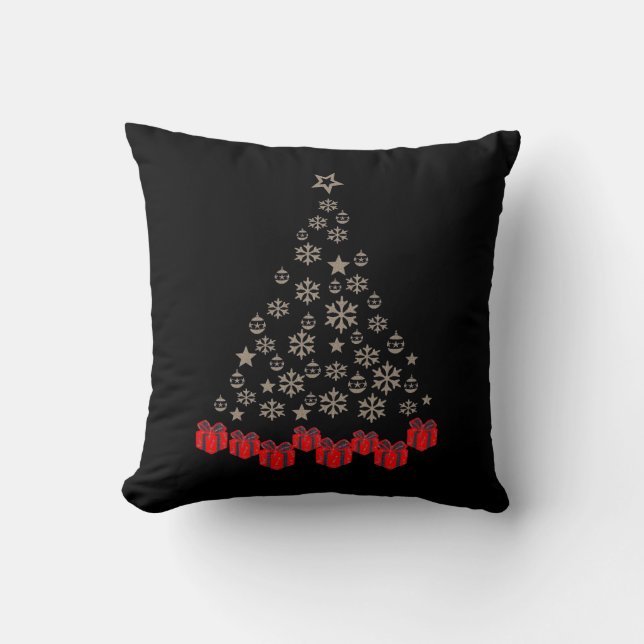 Coussin Arbre de Parties scintillant en or de Noël décorat (Recto)