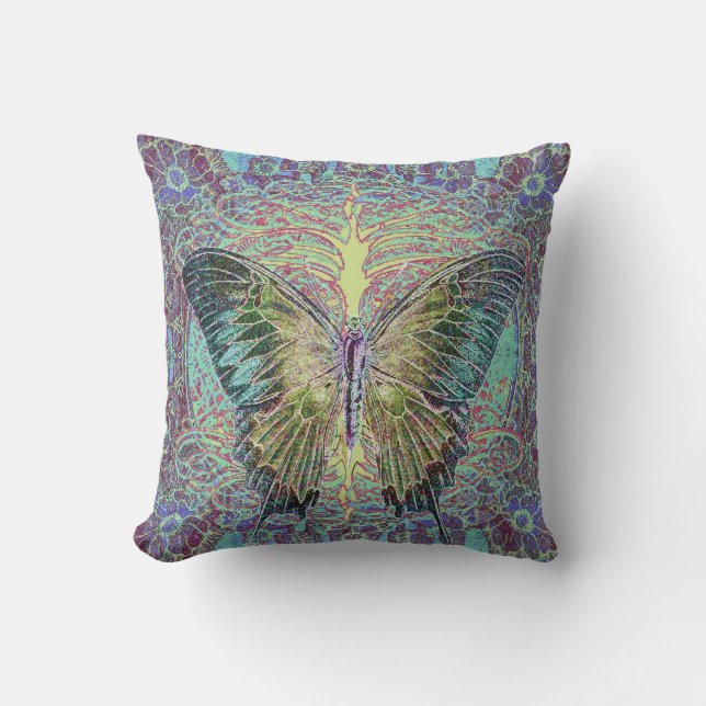 Coussin Arbre de vie avec papillon (Recto)
