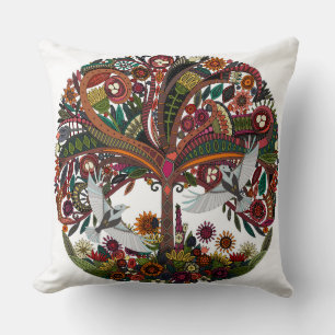 Coussin arbre de vie blanc