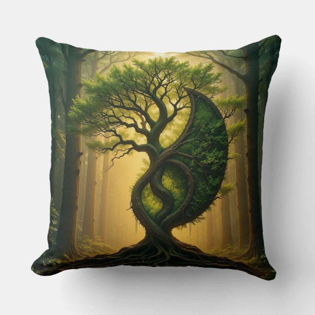 Coussin Arbre d'Imaginaire en forme de Yin Yang dans le bo (Recto)