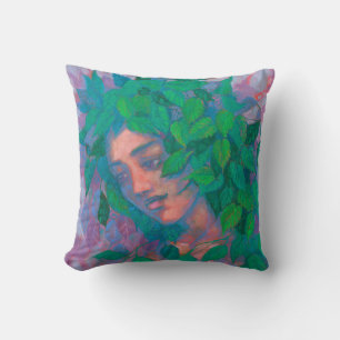 Coussin Arbre Dryad Spirit Vert Feuilles Surreal Imaginair
