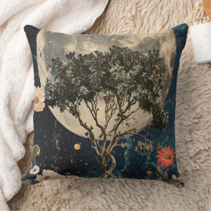 Coussin Arbre et fleurs de la lune