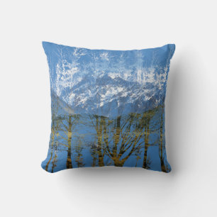 Coussin Arbre et Montagnes neigeuses