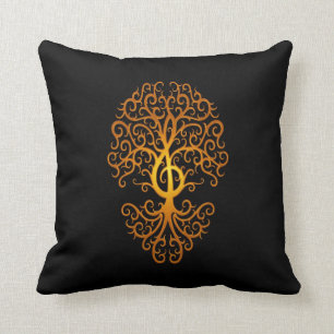 Coussin Arbre, jaune et noir de clef triple