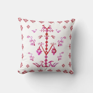 Coussin Arbre tribal rouge de la vie Motif d'aquarelle
