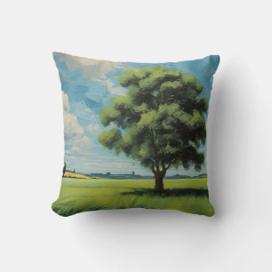 Coussin Arbre vert et ciel bleu