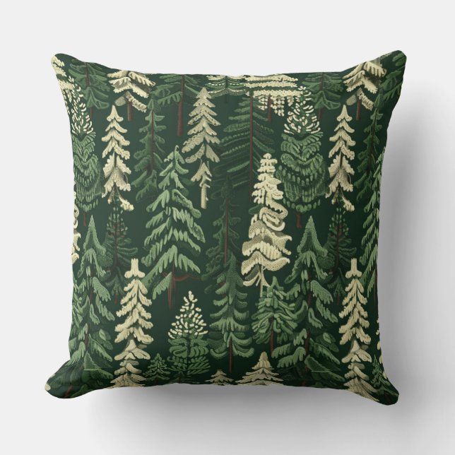 Coussin Arbres À feuillage persistant de Noël rustiques (Recto)