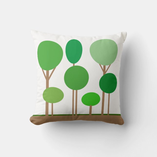 Coussin Arbres Abstraits modernes en blanc (Recto)