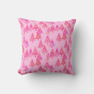 Coussin Arbres de Noël à fleurs modernes - rose pastel