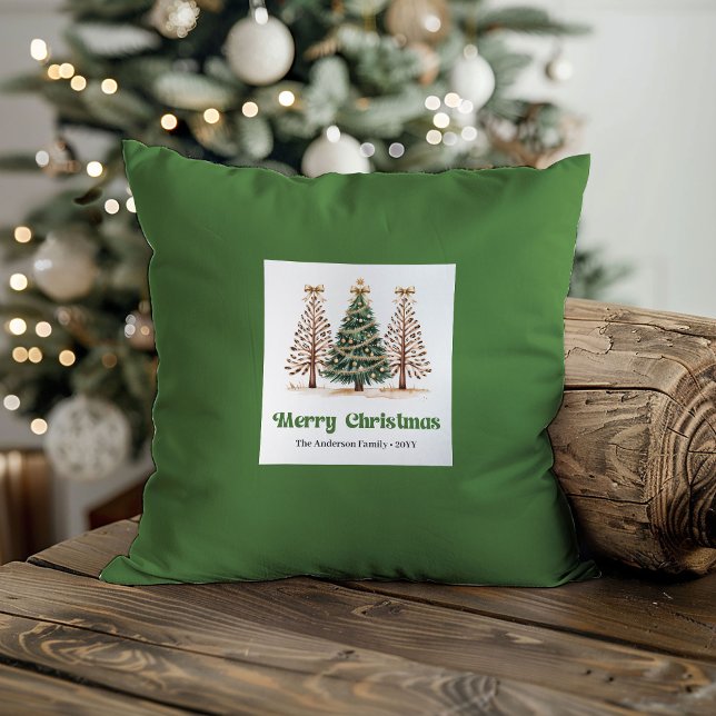 Coussin Arbres de Noël charmants Couleurs terreuses Sur me (Charming Christmas Trees Earthy Colors Custom Pillow)