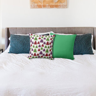 Coussin Arbres de Noël colorés Empreintes de léopard