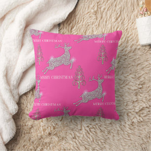 Coussin Arbres de Noël contemporains et rennes de diamants