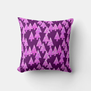 Coussin Arbres de Noël de fleurs modernes - améthyste viol