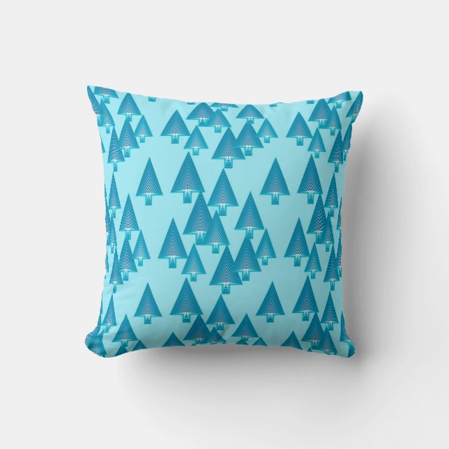 Coussin Arbres de Noël métalliques modernes - bleu ciel (Recto)