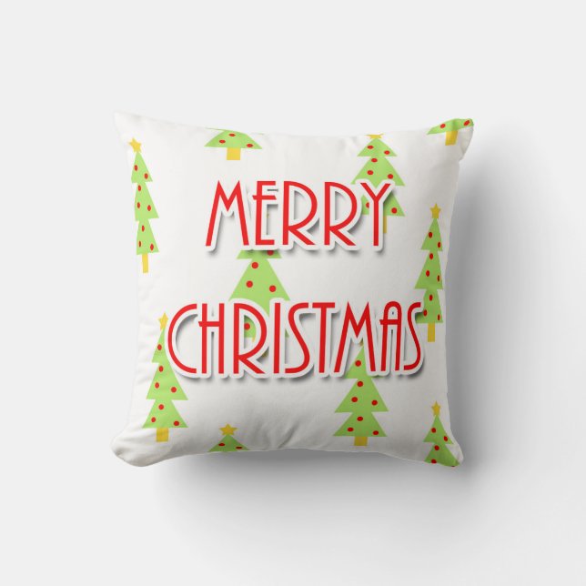 Coussin arbres de noël modernes du milieu du siècle (Recto)