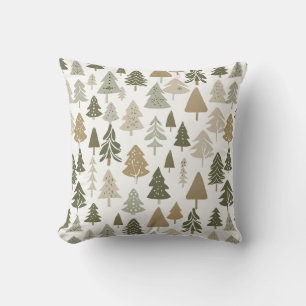Coussin Arbres de Noël modernes Sage Olive Green Motif